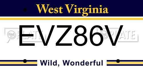 EVZ86V West Virginia License Plate