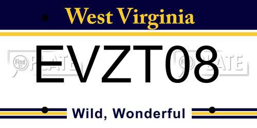 EVZT08 West Virginia License Plate