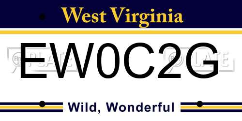EW0C2G West Virginia License Plate