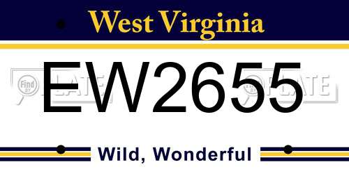 EW2655 West Virginia License Plate