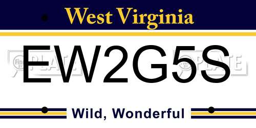 EW2G5S West Virginia License Plate
