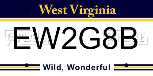 EW2G8B West Virginia License Plate