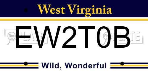 EW2T0B West Virginia License Plate
