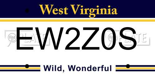 EW2Z0S West Virginia License Plate