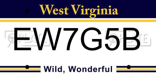 EW7G5B West Virginia License Plate