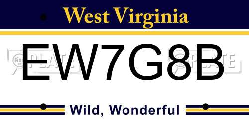 EW7G8B West Virginia License Plate