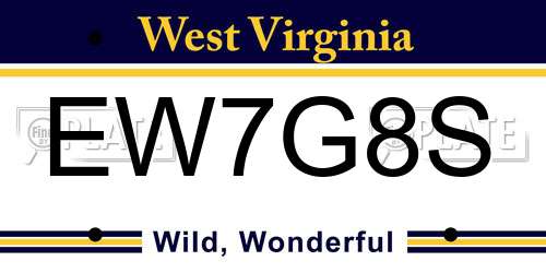 EW7G8S West Virginia License Plate