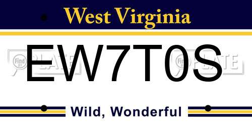 EW7T0S West Virginia License Plate