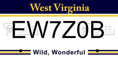 EW7Z0B West Virginia License Plate