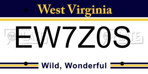 EW7Z0S West Virginia License Plate