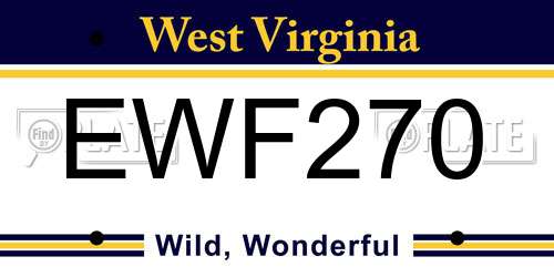 EWF270 West Virginia License Plate