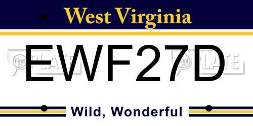 EWF27D West Virginia License Plate