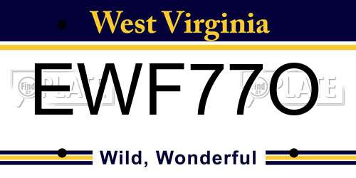 EWF77O West Virginia License Plate