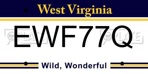 EWF77Q West Virginia License Plate
