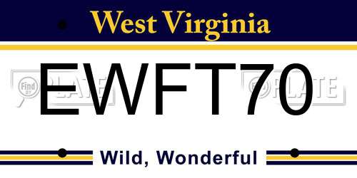 EWFT70 West Virginia License Plate