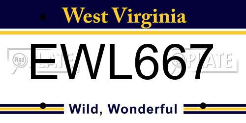 EWL667 West Virginia License Plate
