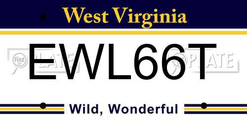 EWL66T West Virginia License Plate