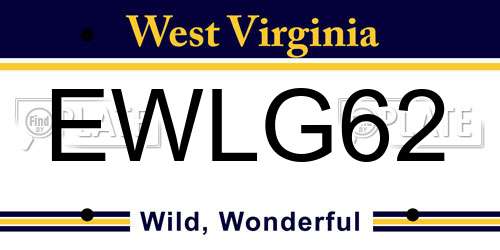 EWLG62 West Virginia License Plate