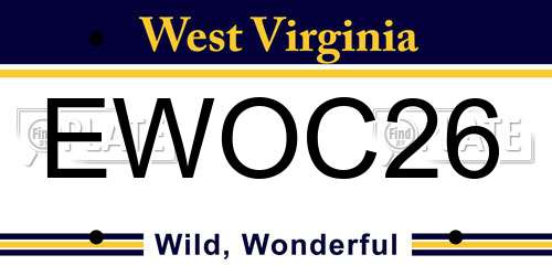 EWOC26 West Virginia License Plate