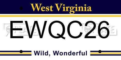 EWQC26 West Virginia License Plate