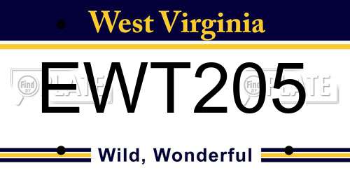 EWT205 West Virginia License Plate