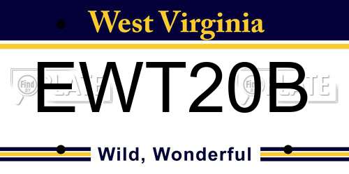 EWT20B West Virginia License Plate