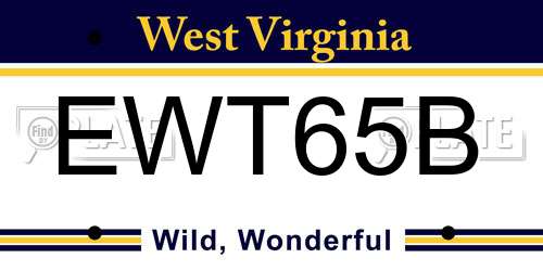 EWT65B West Virginia License Plate
