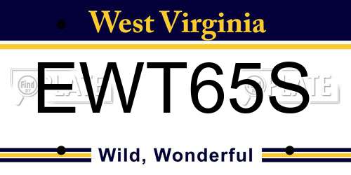 EWT65S West Virginia License Plate