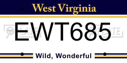 EWT685 West Virginia License Plate