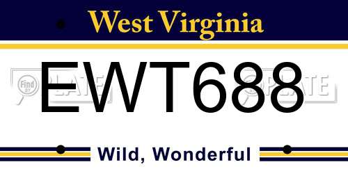 EWT688 West Virginia License Plate