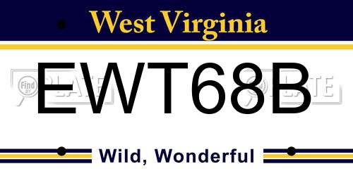 EWT68B West Virginia License Plate