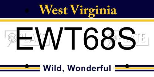 EWT68S West Virginia License Plate