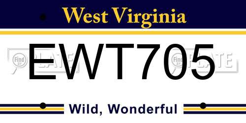 EWT705 West Virginia License Plate