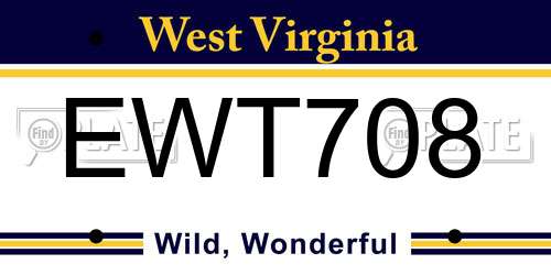 EWT708 West Virginia License Plate