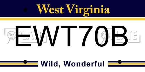 EWT70B West Virginia License Plate