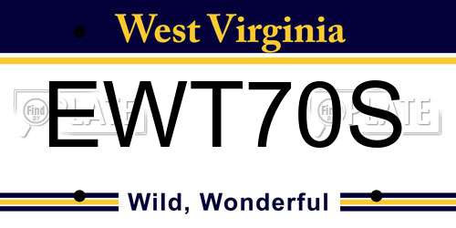 EWT70S West Virginia License Plate