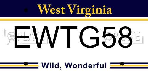 EWTG58 West Virginia License Plate