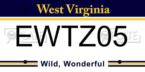 EWTZ05 West Virginia License Plate