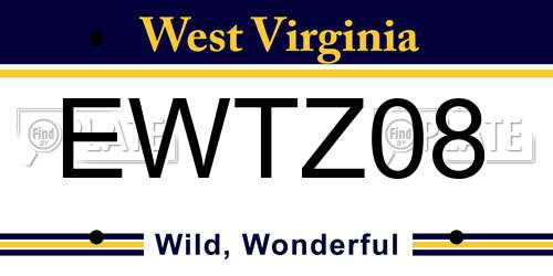 EWTZ08 West Virginia License Plate