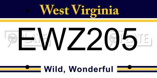 EWZ205 West Virginia License Plate