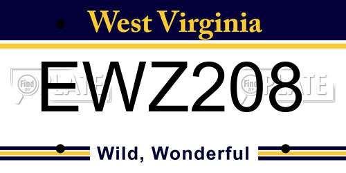 EWZ208 West Virginia License Plate