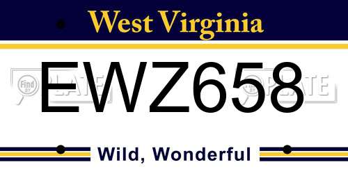 EWZ658 West Virginia License Plate