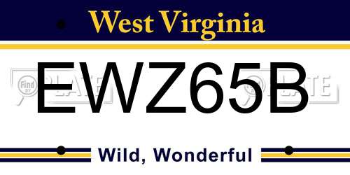 EWZ65B West Virginia License Plate