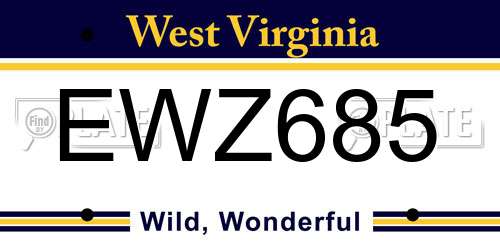 EWZ685 West Virginia License Plate