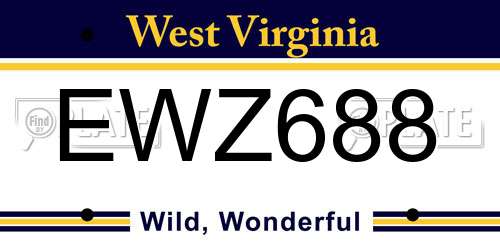 EWZ688 West Virginia License Plate