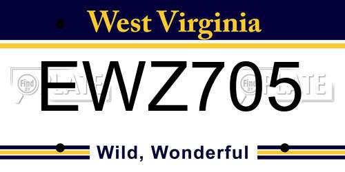 EWZ705 West Virginia License Plate