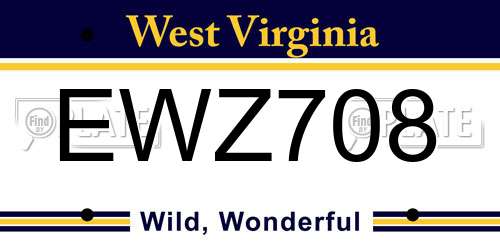 EWZ708 West Virginia License Plate