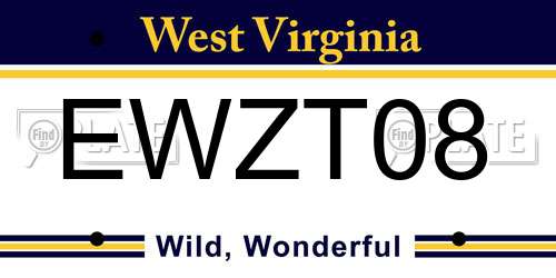 EWZT08 West Virginia License Plate