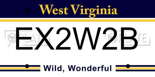 EX2W2B West Virginia License Plate