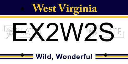 EX2W2S West Virginia License Plate